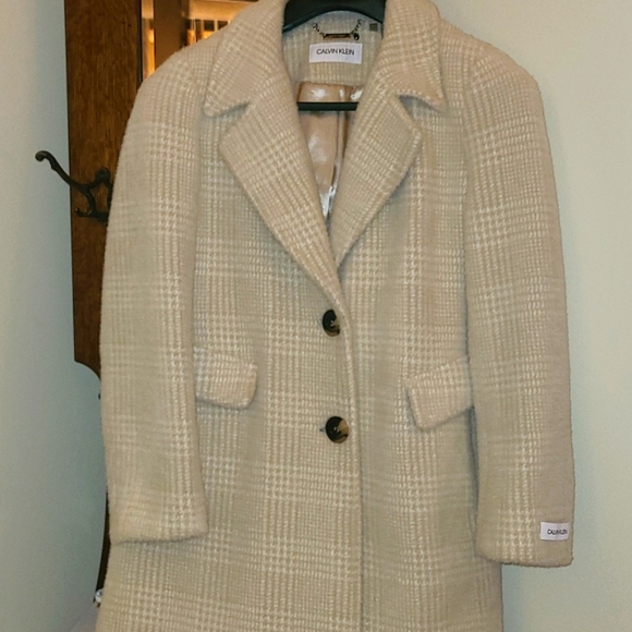 Calvin Klein winter wool blend single breasted button-up coat